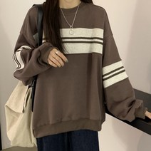 [랜덤플레이] 루즈핏 단가라 배색 데일리 맨투맨