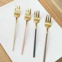 케라미카 골드 티스푼 티포크 디자인이이쁜 골드커트러리 간단한, 선택:그레이/티포크, 단품