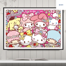 보석십자수 산리오 헬로키티 캐릭터 액자 대형 비즈 큐빅 애니 사각 diy, 큐브 큐빅50x40cm
