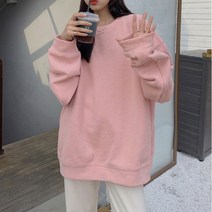베러댓걸 여성용 가을 겨울 빅사이즈 오버핏 레터링 긴팔 기모 맨투맨