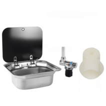 카라반 싱크볼 싱크대 사각 캠핑 수조 세탁 개수대, (싱크볼 수전 세트)