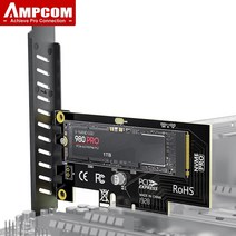 컴퓨터부품 메모리 그래픽카드 ampcom m.2 nvme ssd - pcie 4.0 어댑터 카드 데스크탑 pc용 64gbps ssd pcie 4.0 x4 확장 카드 pci-e, nvme 어댑터