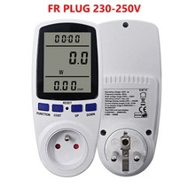 EU 플러그 ac 전력계 디지털 전력계 와트 감시자 전기 소비 전력 분석기 에너지 미터 측정 소켓, FR 플러그 230-250V, Black