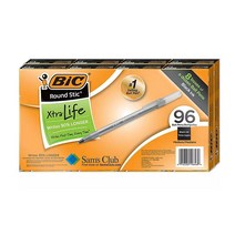 BIC 빅 미국 라운드스틱 엑스트라 라이프 사무 비품 검정 블랙 볼펜 펜 96개입