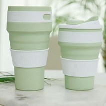 도매파워 접이식 텀블러, 실리콘 텀블러 그레이 500ml