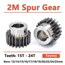 스퍼기어 스텝 키웨이 보어 스퍼 2 M 모터 기어 OD 45 탄소강 1 개 RC부품, 24.21 Teeth - 12mm  (keyway 4)