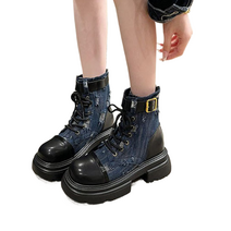 Sunsdew 워커힐 여성 앵클부츠 캔버스화 캐주얼 데일리슈즈 6cm