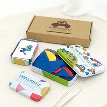 칠교놀이 퍼즐놀이 쉐이프 놀이퍼즐 3종(틴케이스 보관), 레벨1화이트