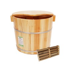 높이 21cm 족욕통 뚜껑 포함 족욕기 편백나무 찜질 1인 가정용 편백 스파 히노끼 발마사지기 원목 찜통 덮개 발 욕조 훈증 건식 일본 습식, 30cm 나무통 뚜껑 안마기