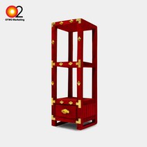 [오투아트] DIY 조선시대 미니목가구 만들기 - 2단 사방탁자 미니어쳐, 레드