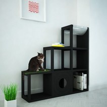더크린 DIY 캣타워책장 3계단, 화이트, 화이트