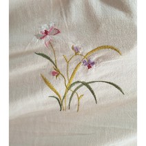 혜인천 대폭 20수 광목면 난꽃 자수 워싱원단 [광목색]