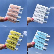 서핑보드 헤어 핀 메이크업용 앞머리핀 클립 잔머리 사이드핀 1세트 밴드 집게핀, 옐로우(4P)