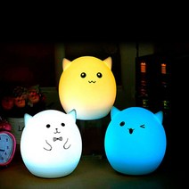 도매창고 LED 실리콘 고양이 캐릭터 터치 무드등 인테리어조명 USB 충전식 취침등 수유등 수면등, 1번-신사