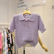 [핑크피그(대백)] [대구백화점SG] PPA23T1250_사슬 뜨개 카라 니트 티셔츠