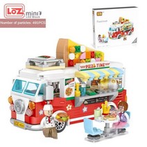 LOZ 미니 블록 시티 시리즈 스트리트 뷰 491 피스 푸드 트럭 과일 아이스크림 가게 학습 조립 완구 1739, with box, JM20-LOZ-1739
