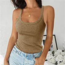 여성 민소매 스파게티 조끼 품질 니트 캐미 U-넥 탱크 탑 캐주얼 솔리드 컬러 기본 캐미솔 여성용