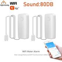 누수센서 스마트안전장비 누수경보기 스마트 홈 var wifi 밸브 용 사운드 80db 감지기 알람이있는 tuya 스마트 누수 센서, c