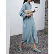 G125675 차이나카라 셔츠원피스 롱원피스
