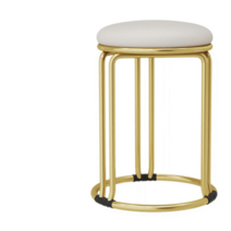 북유럽 화장대 철제 스툴 인테리어 의자 stool 예쁜 안방 럭셔리 골드 원형 화장 디자인, 화이트-PU가죽