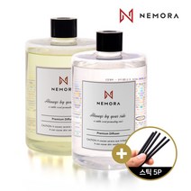 네모라 디퓨저 500ml + 500ml + 섬유스틱5p 디퓨저 세트 방향제, 밤부2P+섬유스틱5P