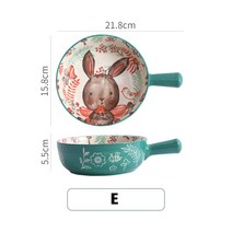 손잡이 라면그릇/라면 국그릇 북유럽 도자기 면기 우동기 덮밥 우동 커플식기 홈세트 도자기 캐릭터 도자기 그릇, E