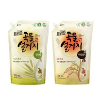 MY 애경 트리오 곡물 설거지 주방세제 1.2L 리필형주방세제 액체세제 설거지 기름제거 설거지비누 설거지세제, 우리쌀겨