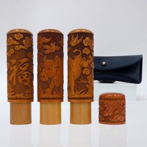 도장새김 대추나무 12간지 띠도장 가죽케이스 무료증정 수제도장, 소띠도장