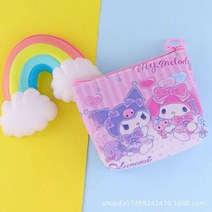 카와이 미니 마이 멜로디 동전 지갑 리틀 트윈 스타 방수 Pu 키 케이스 Kuromi Cinnamoroll 지갑 만화 애니메이션 선물 어린이, pink Kuromi Melody