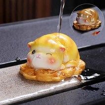 재물운을 가져다주는 귀여운 고양이 차총 피규어 장식품 풍수 홈 인테리어 돈이 들어오는 개업 이사 축하 선물 탁상 현관 장식품 다우 다총 다기 2023새해 선물 최신상, 옐로우, 01