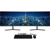 모니터 대형 49인치 Packard Bell 21인치 FHD 1920 x 1080 컴퓨터 75Hz 5밀리초 듀얼 울트라와이드 VESA 마운트 틸트 VGA 및 HDMI 기본 게임 u, [03] 유선 키보드 + 마우스 + 2팩 번들