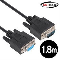NETmate 9핀 시리얼 연장케이블 1.8m/블랙/NMC-SMF18B/DB9(M/F)/RS232/1:1 다이렉트 핀 배열/30AWG/