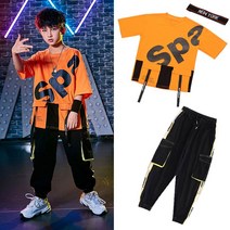 공연복 비보이 남여아동 힙합 개성 멋진 패션쇼 HIPHOP 댄스 유행복 여름 2699211200, 170, 845 귤 티셔츠 _2301 블랙 바