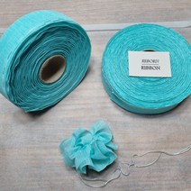 리보너 요술리본 당기면 꽃이 되는 포장용 공예용 포인트 완성리본 1롤 45m, 파스텔민트, 베이직, 30mm