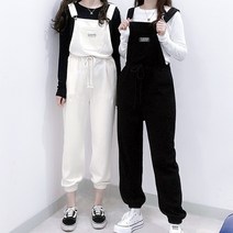 매일리룩 여성 패치 라벨 조거 멜빵 점프수트 오버롤 팬츠