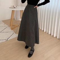 퍼니걸스 9755 뒷밴딩 울 플레어 롱 스커트 여성의류