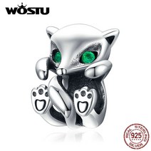 Wostugennuie 925 스털링 실버 귀여운 작은 여우 비즈 매력에 맞게 팔찌 목걸이 diy 쥬얼리 만들기 cqc1290