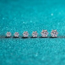 KNOBSPIN Moissanite 스터드 귀걸이 14K 화이트 골드 도금 스털링 실버 D VVS1 랩 다이아몬드 6 발톱 라운드 귀 여성용