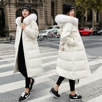 여자 오리털 롱패딩 루즈핏 허리끈 허리띠 여성 구스 후드 털모자 다운 재킷 두꺼운 12