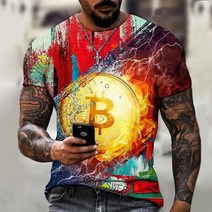 기념주화 비트코인선물 모형소품폭발적인 2022 봄과 여름 새로운 반팔 Bitcoin 3D 인쇄 된 t-셔츠 거리 동, 08 dyp-2287_07 2XL