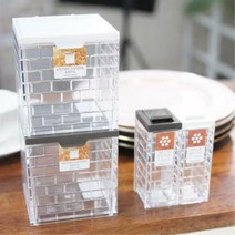 투명한 일본 사각 양념통 소스보관통 주방정리통 용기, 1개, 대/브라운