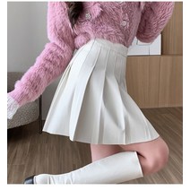 명품스타일 럭셔리 월팔레트 가 겨울 플리츠 가죽 스커트 여성용 라인 쇼트 스트리트웨어 하이 웨이스트 인