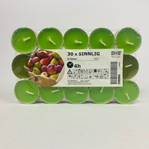 이케아 신리그 미니향초 30P 사과배 그린 3.8x3cm 알루미늄 연소시간4h, 없음
