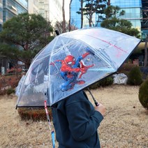스파이더맨 남아 아동 초등 학생 저학년 키즈 어린이 남자 아이 반자동 투명 지팡이 장우산 53cm
