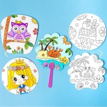만들기자랑 종이부채 도안 /하드보드지/만들기재료/종이부채/diy, 민화종이부채(도안)-부엉이