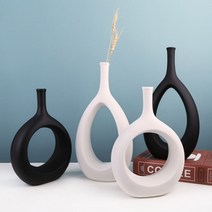 비진 모던 서클 홀 인테리어 화병, 긴원형블랙