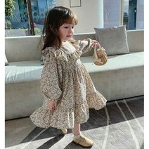 랑맘) 키즈여아 플라워프릴원피스 (100호~ 140호 )봄가을 여아원피스 쉬폰원피스