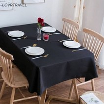 LOVRTRAVEL 솔리드 직사각형 식탁보 블랙 캠프 호텔 웨딩 파티 광장 식탁보 식탁 및 커피 테이블 커버, 60210cm, 검은 색