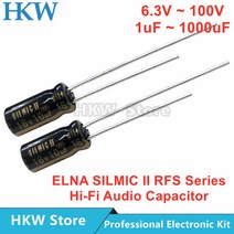 ELNA SILMIC II RFS 시리즈 HiFi 오디오 커패시터 6.3V 10V 16V 25V 50V 미크로포맷 22 47 원래, 19 50V2.2UF 5X11 10PCS