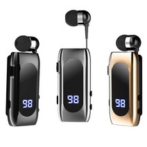 무선인이어 이어폰 블루투스 k55 미니 무선 헤드셋 lavalier 개폐식 케이블 v5.2 led 디지털 디스플레이가있는 스마트 인이어 단일 스포츠, silver